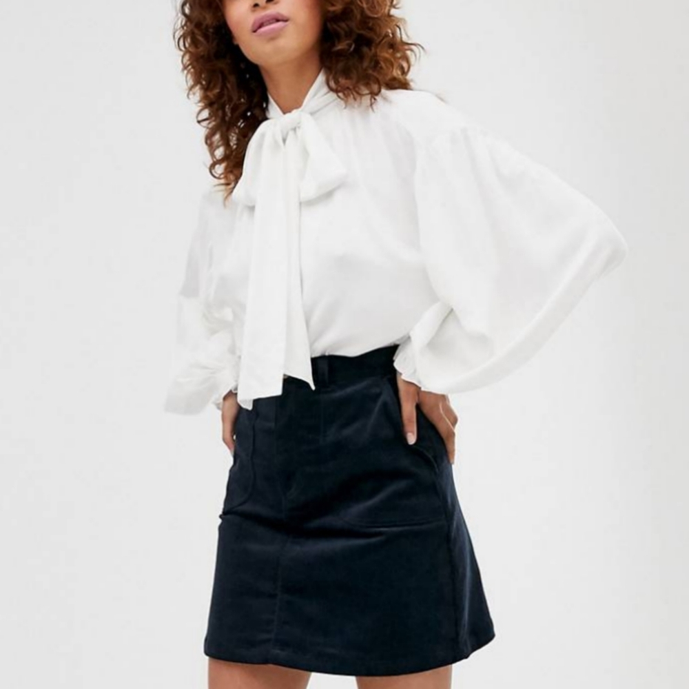 NWOT Monki A-Line Cord Mini Skirt, EU Size 44/US 12 - Picture 2 of 9